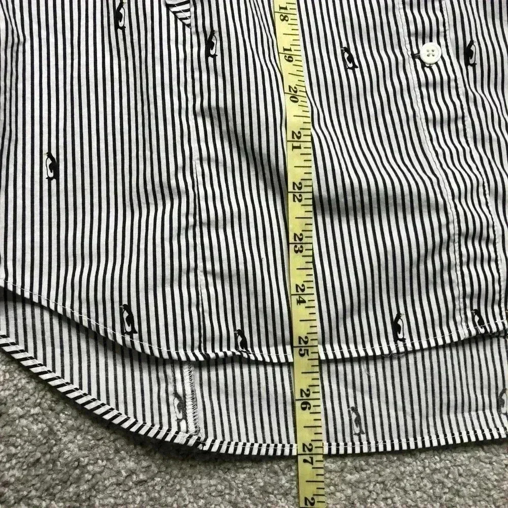 Striped Ruffle Button-Up Shirt - Blue/White - Picture 3 of 12